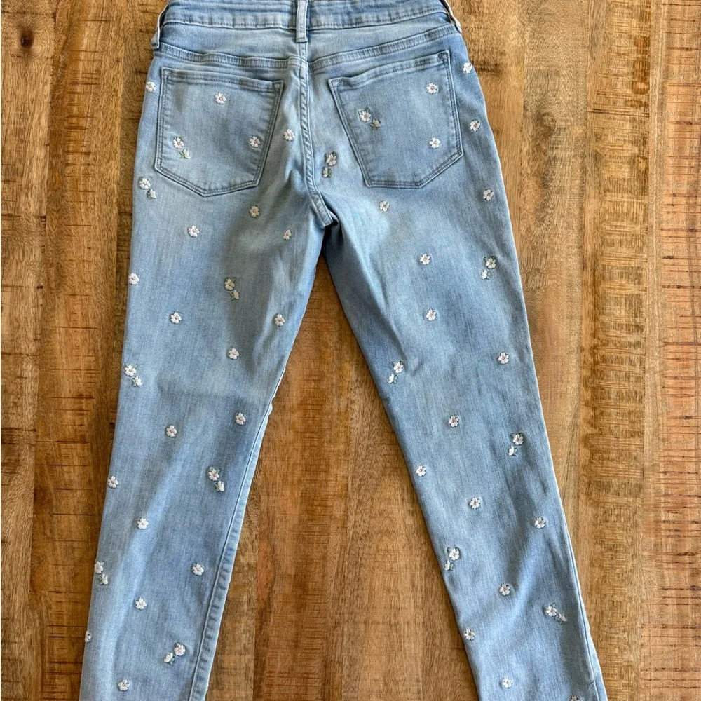 GAP Floral Embroidered Stretch Jegging Ankle Jeans Light Wash Size 16